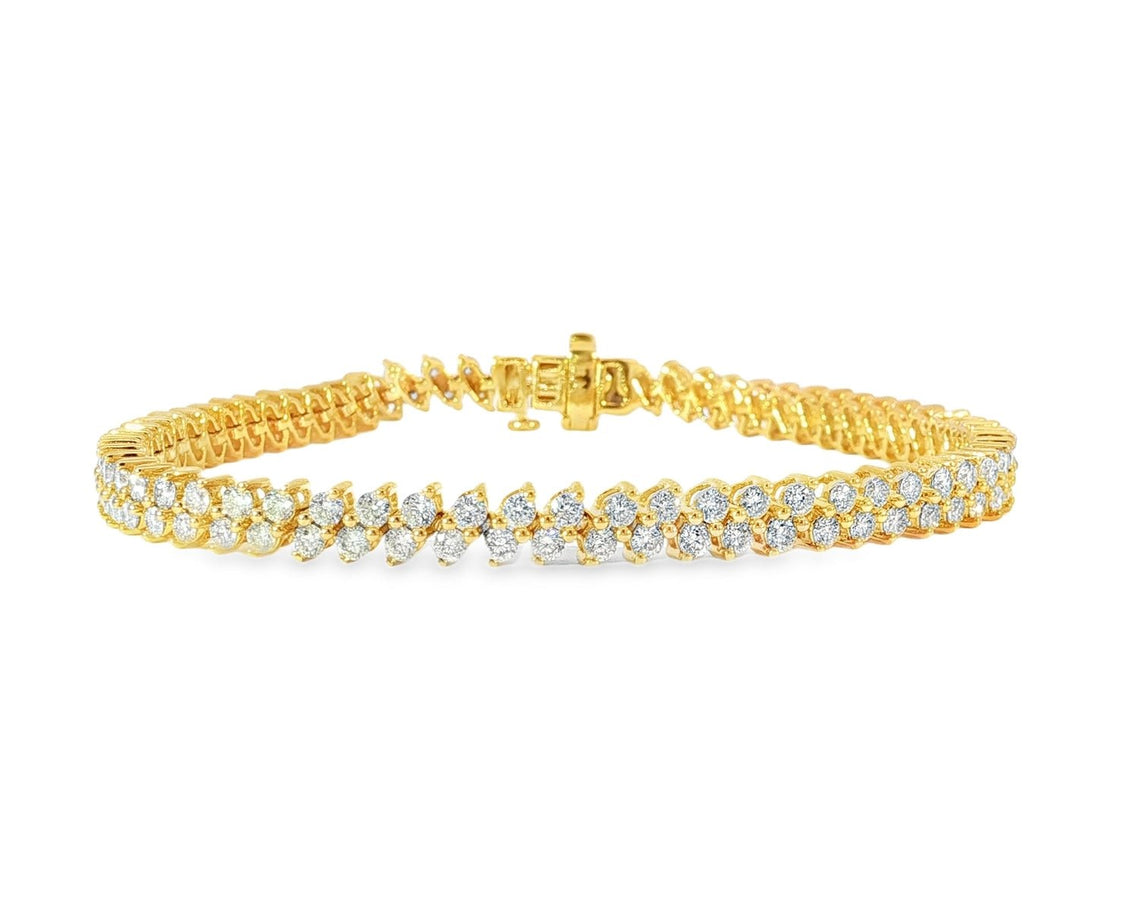 10k Gold Diamond Bracelet with Double Row Round Cut Accents 4.0ct - AVI THE JEWELER