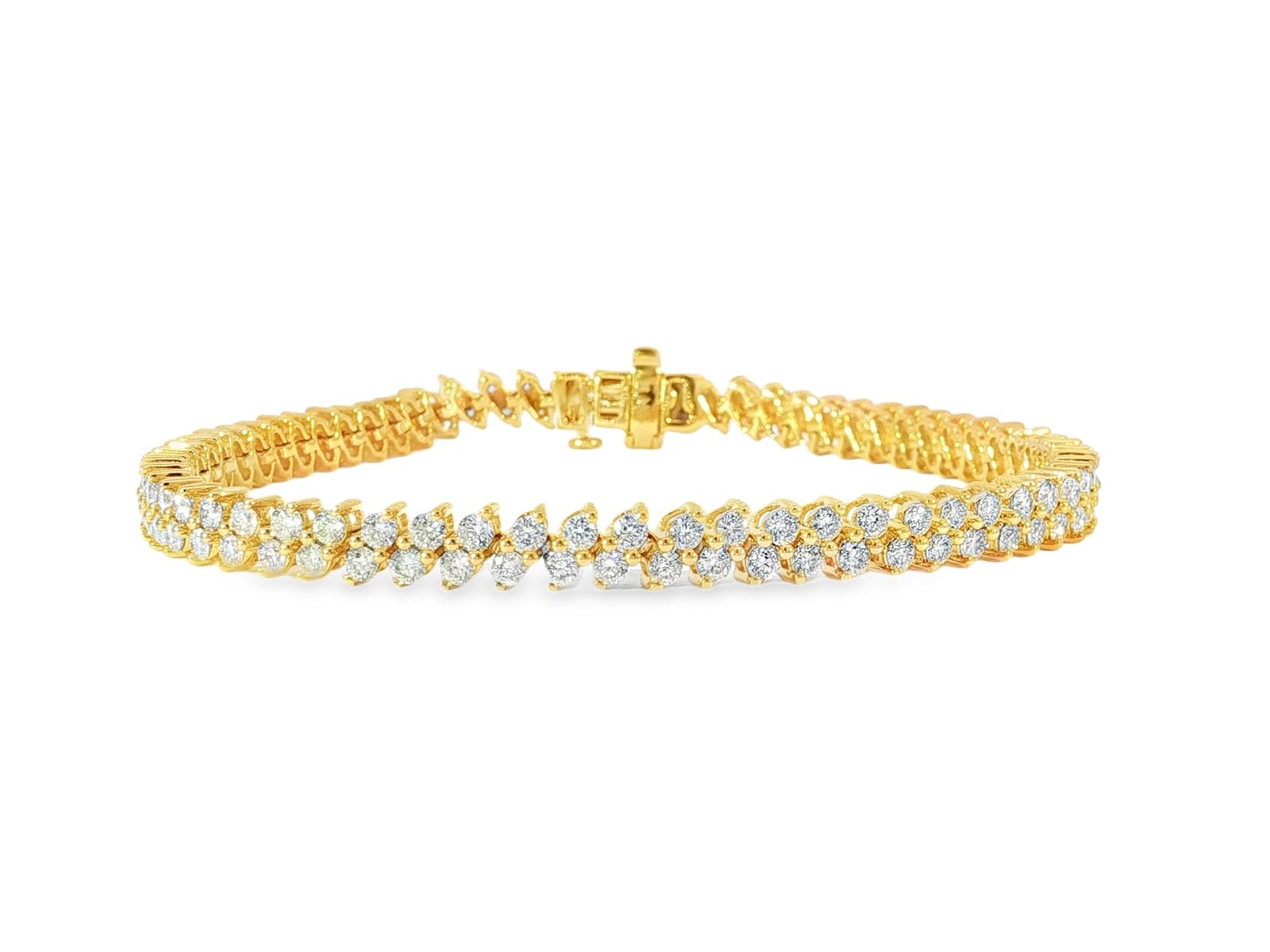 10k Gold Diamond Bracelet with Double Row Round Cut Accents 4.0ct - AVI THE JEWELER