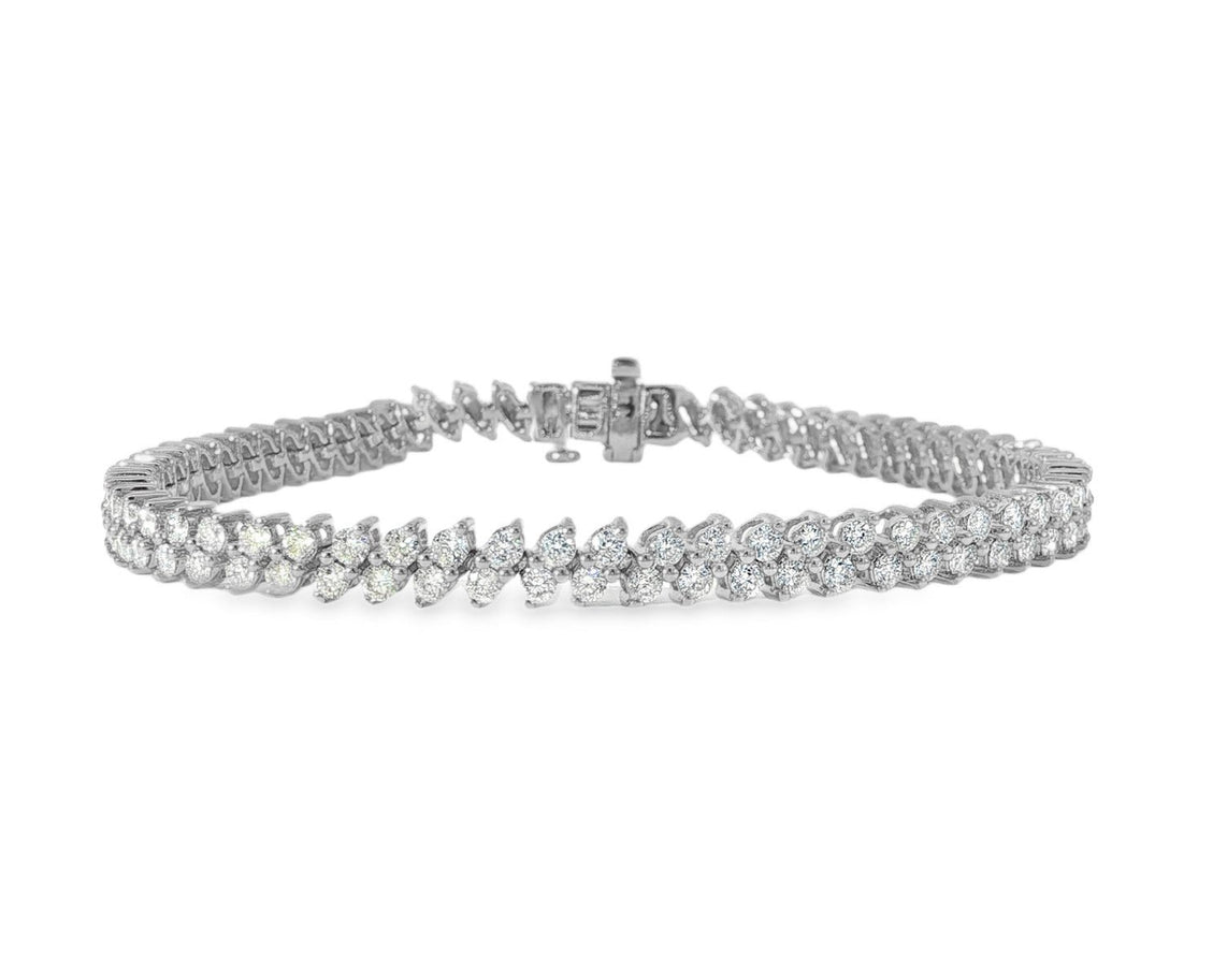 10k Gold Diamond Bracelet with Double Row Round Cut Accents 4.0ct - AVI THE JEWELER