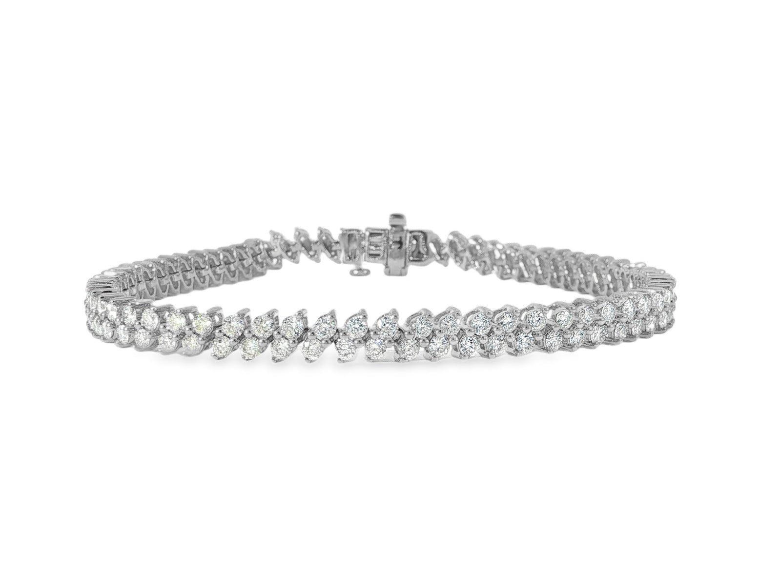 10k Gold Diamond Bracelet with Double Row Round Cut Accents 4.0ct - AVI THE JEWELER
