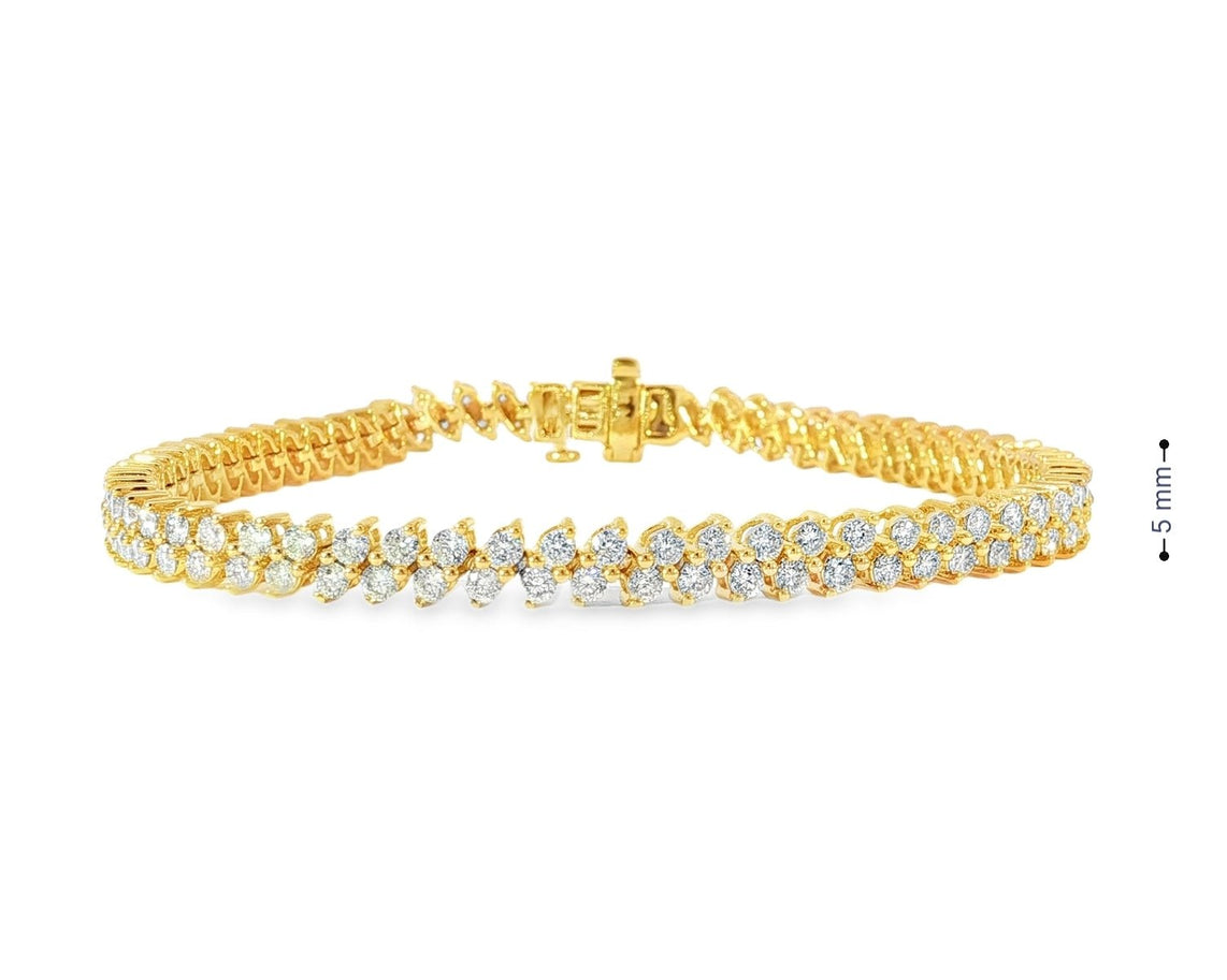 10k Gold Diamond Bracelet with Double Row Round Cut Accents 4.0ct - AVI THE JEWELER