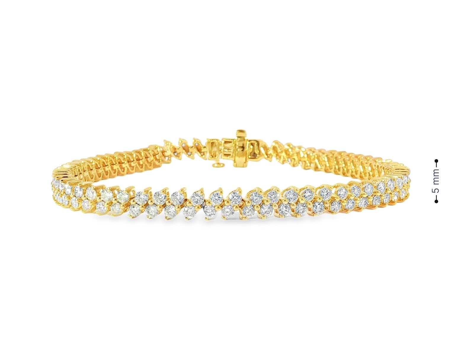 10k Gold Diamond Bracelet with Double Row Round Cut Accents 4.0ct - AVI THE JEWELER