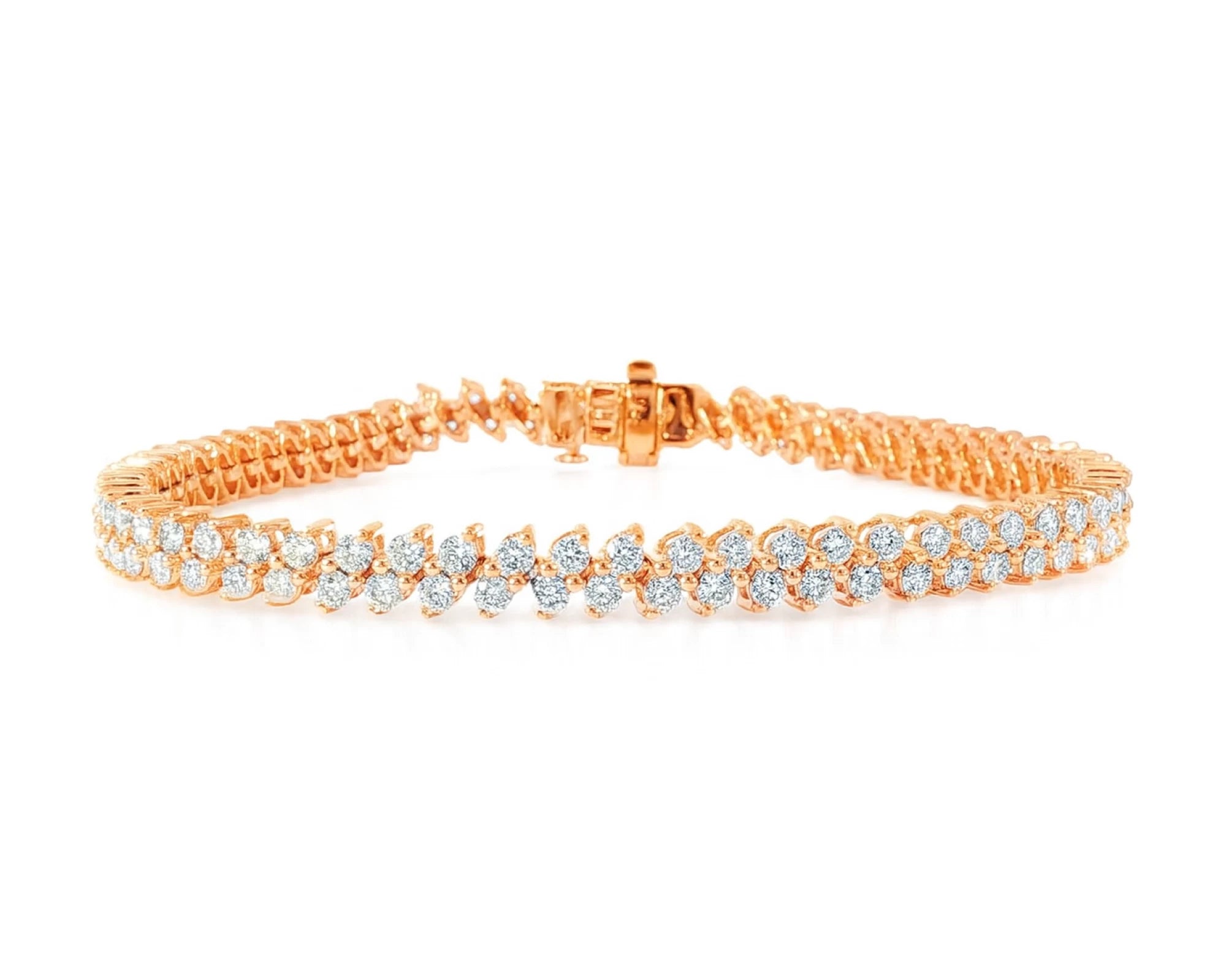10k Gold Diamond Bracelet with Double Row Round Cut Accents 4.0ct – lifestyle 4527