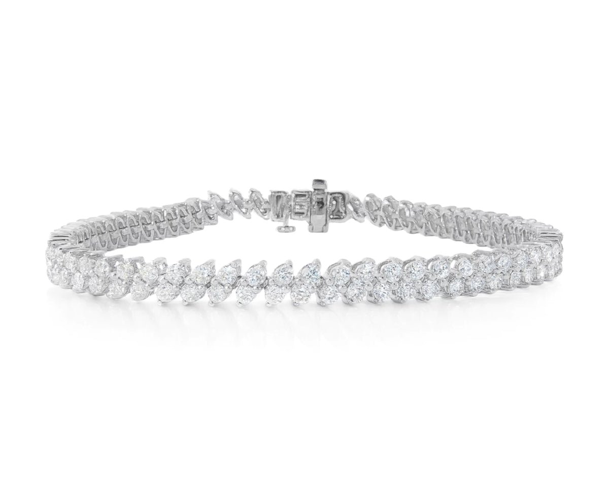 10k Gold Diamond Bracelet with Double Row Round Cut Accents 4.0ct – lifestyle 4528