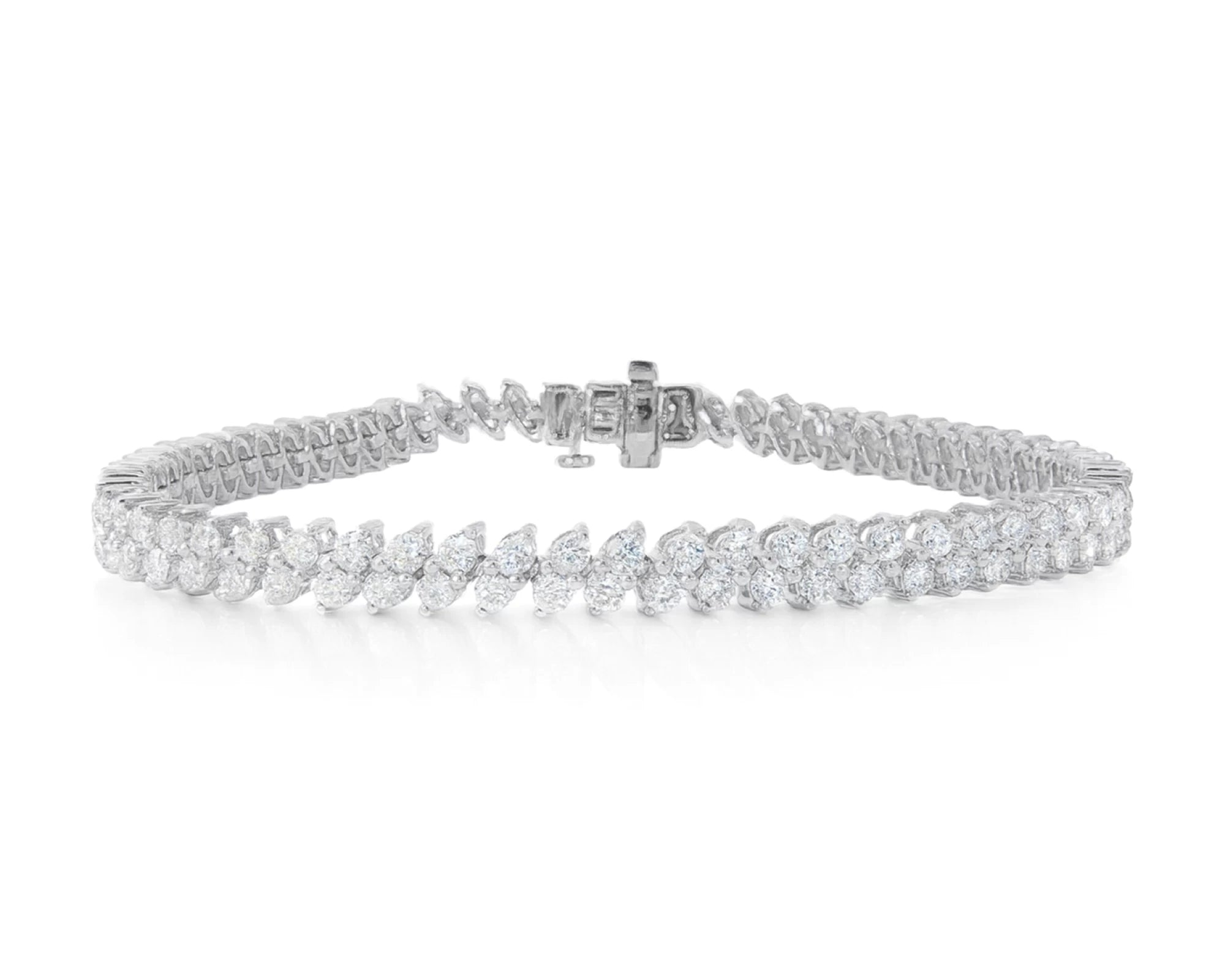 10k Gold Diamond Bracelet with Double Row Round Cut Accents 4.0ct – lifestyle 4528