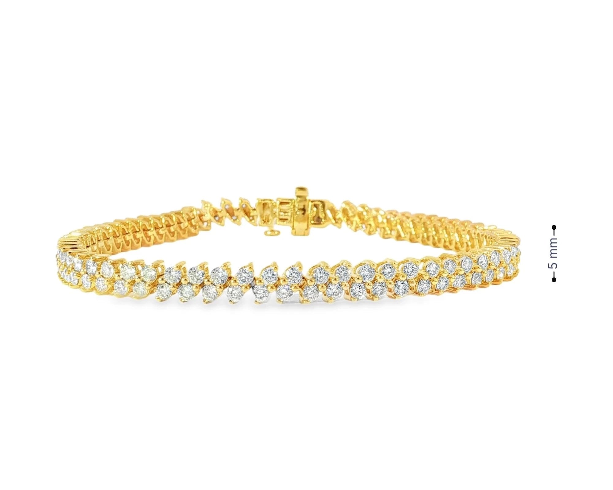 10k Gold Diamond Bracelet with Double Row Round Cut Accents 4.0ct – view 5