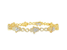 10k Gold Diamond Bracelet with Hamsa & Infinity-Link Round-Cut Design 1.48ct