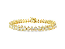 10k Gold Diamond Bracelet with Pear-Shape Baguette & Round Accents 2.15ct