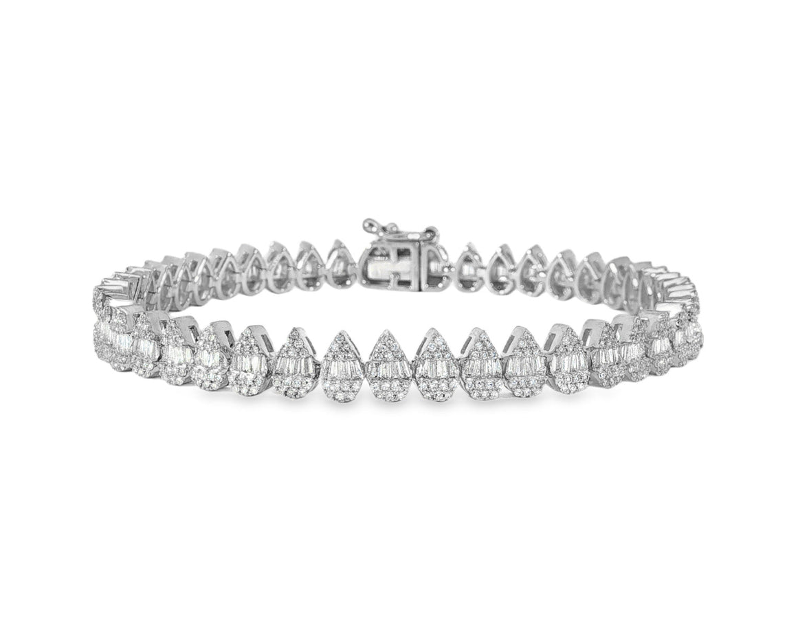 10k Gold Diamond Bracelet with Pear - Shape Baguette & Round Accents 2.15ct - AVI THE JEWELER