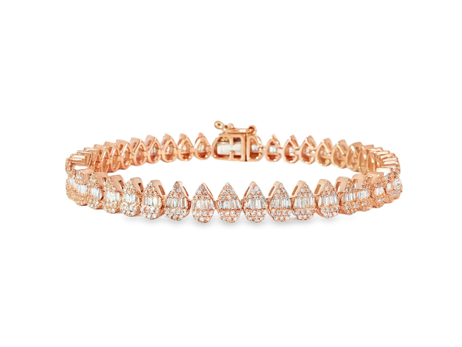 10k Gold Diamond Bracelet with Pear - Shape Baguette & Round Accents 2.15ct - AVI THE JEWELER