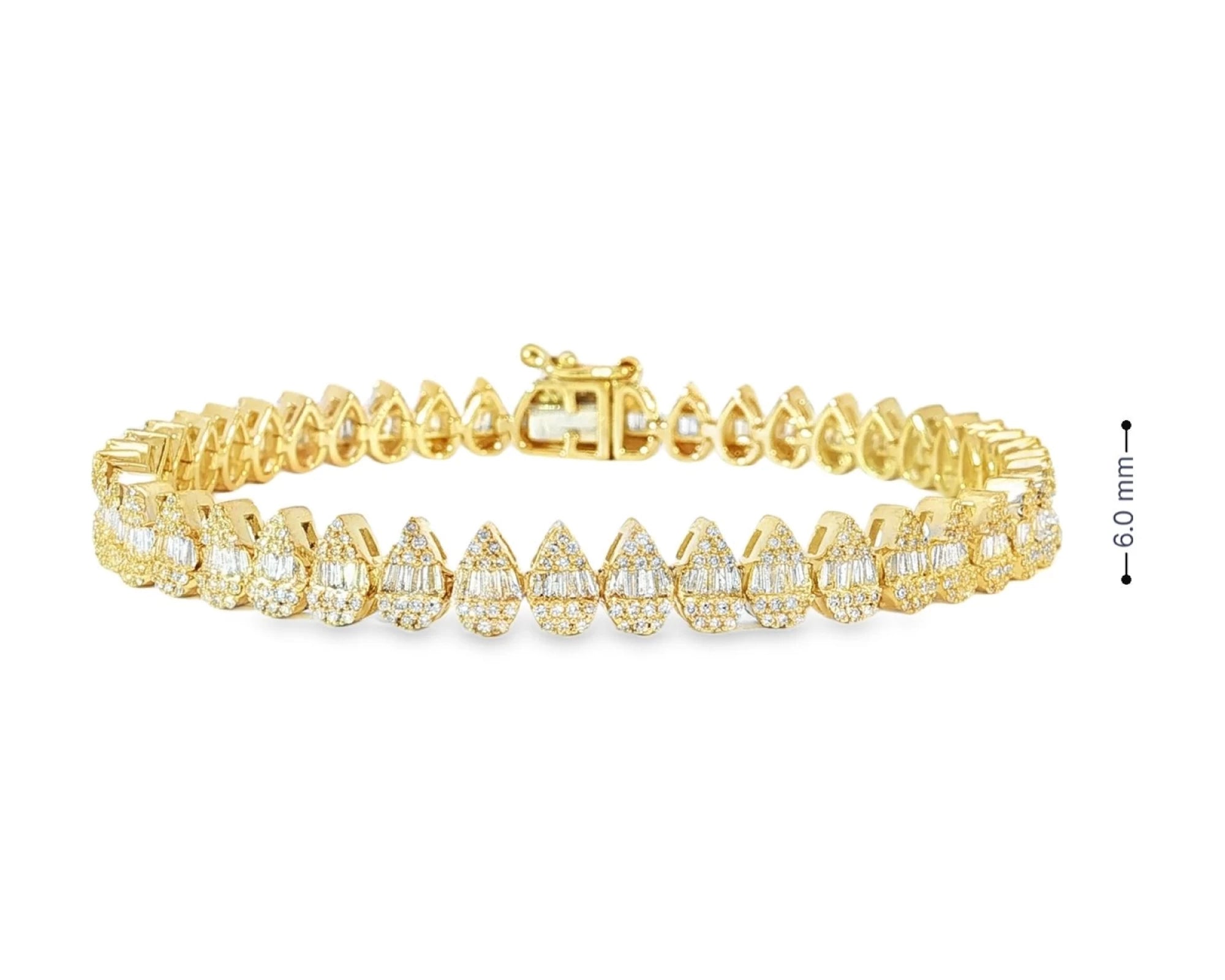 10k Gold Diamond Bracelet with Pear-Shape Baguette & Round Accents 2.15ct – front view