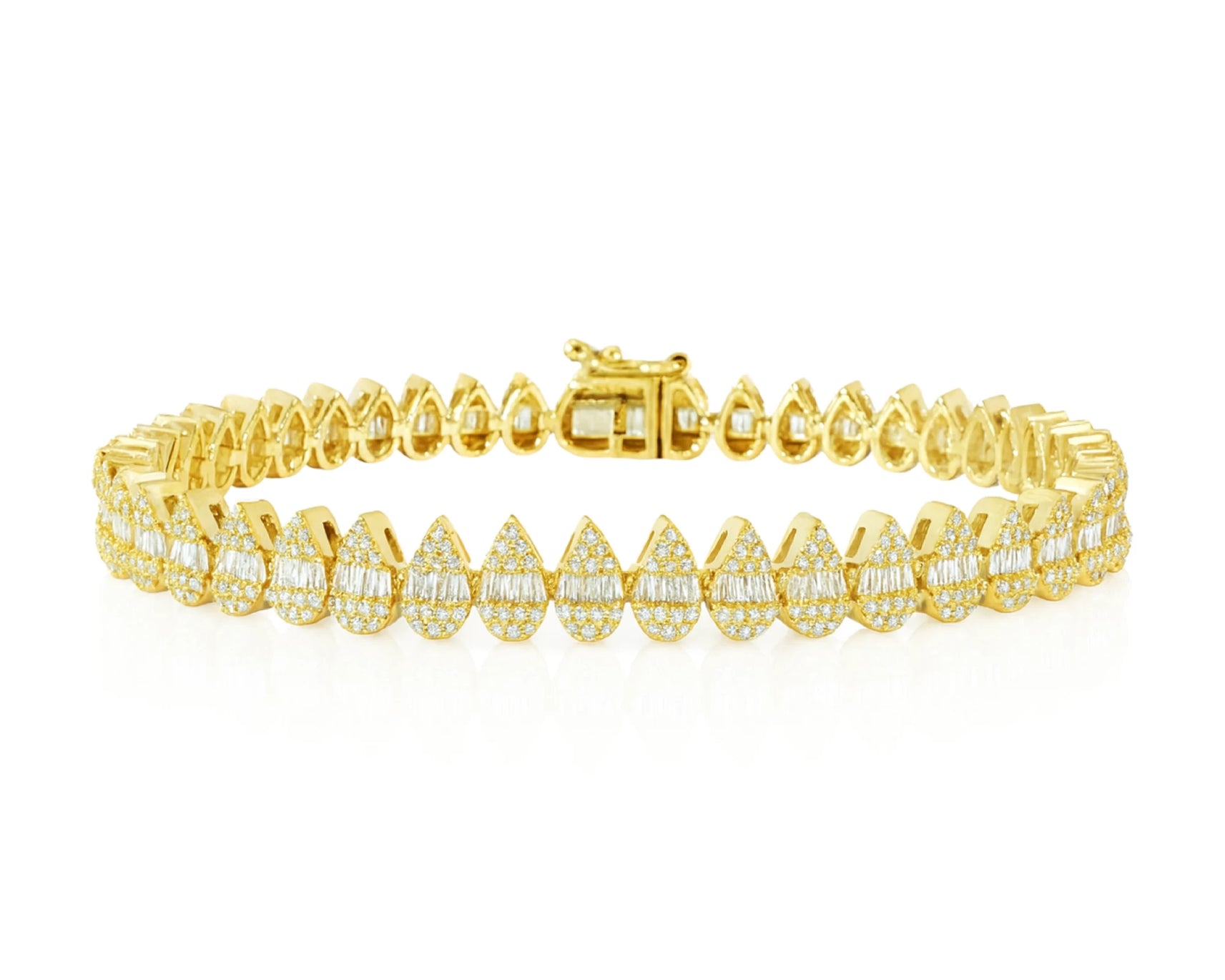 10k Gold Diamond Bracelet with Pear-Shape Baguette & Round Accents 2.15ct – lifestyle 4627