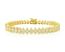 10k Gold Diamond Bracelet with Pear-Shape Baguette & Round Accents 2.15ct