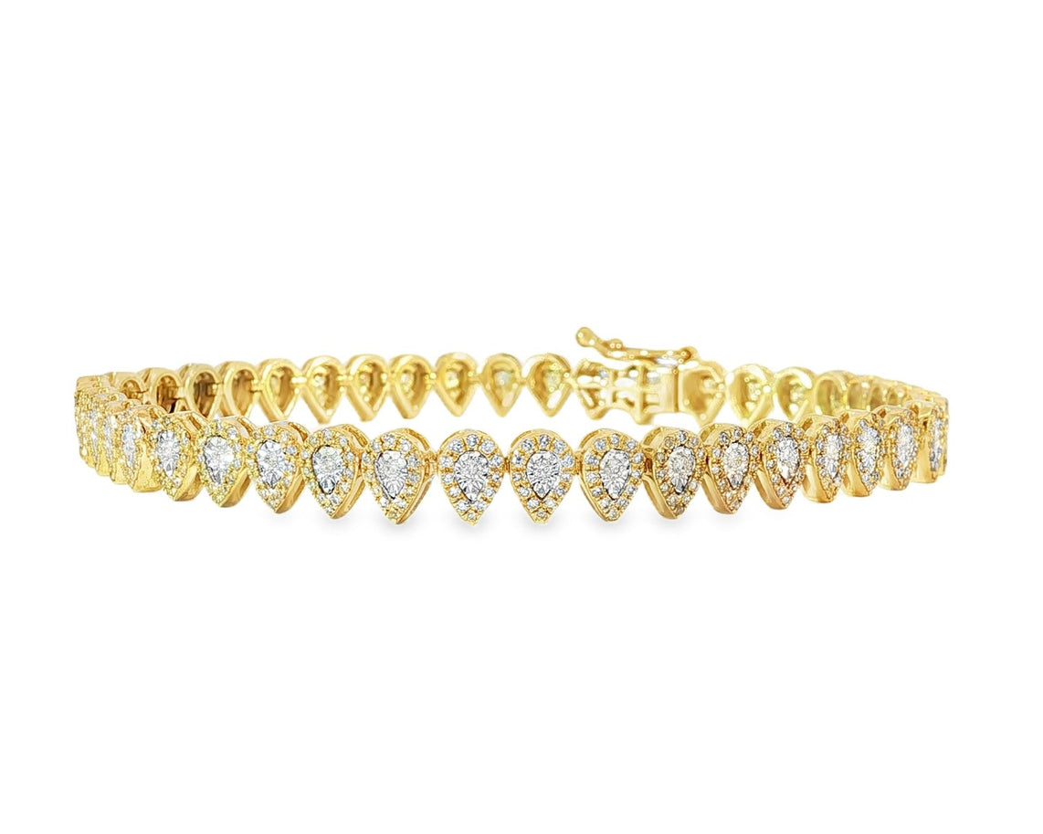 10k Gold Diamond Bracelet with Pear - Shaped Cluster Design 1.60ct - AVI THE JEWELER
