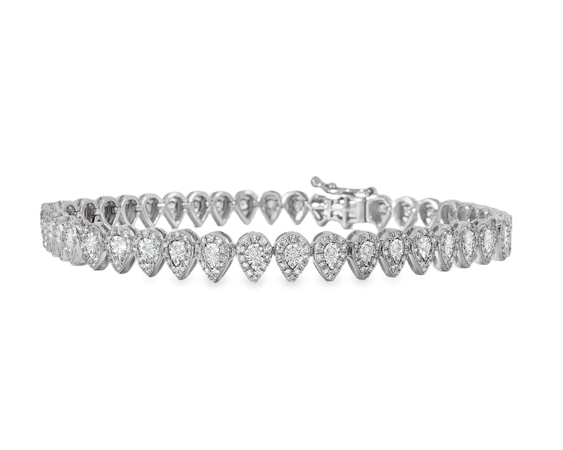 10k Gold Diamond Bracelet with Pear - Shaped Cluster Design 1.60ct - AVI THE JEWELER