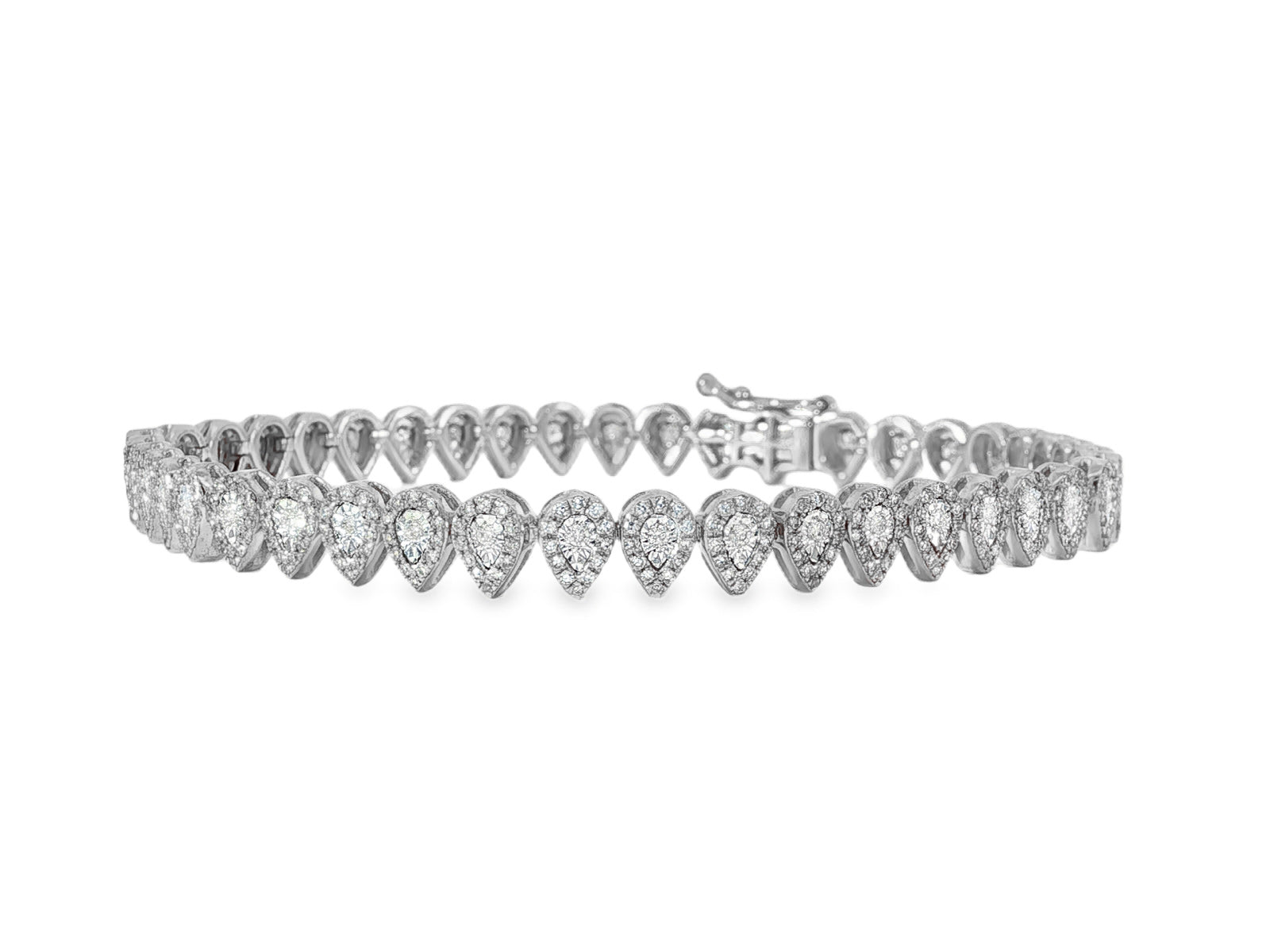 10k Gold Diamond Bracelet with Pear - Shaped Cluster Design 1.60ct - AVI THE JEWELER