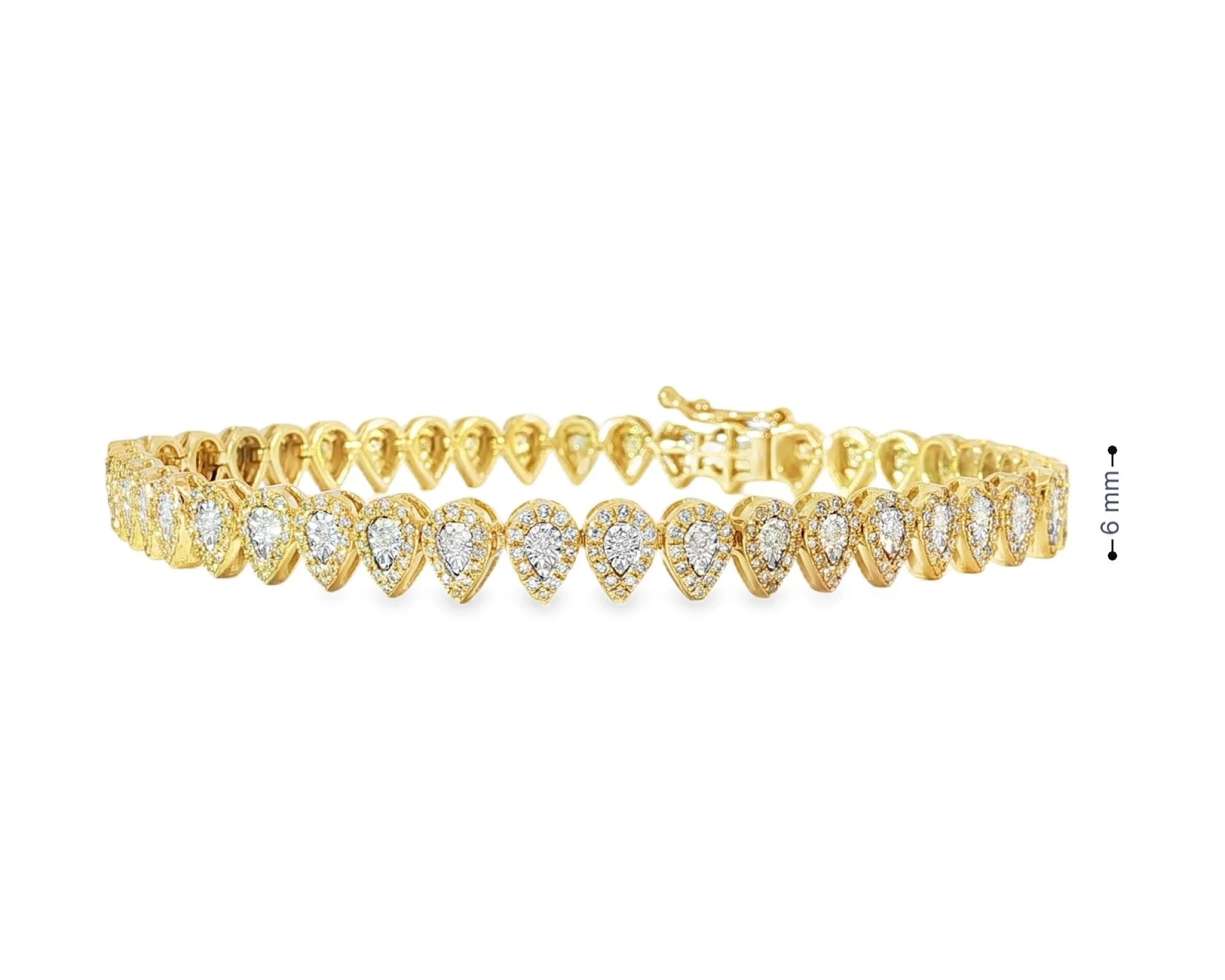 10k Gold Diamond Bracelet with Pear-Shaped Cluster Design 1.60ct – front view