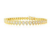 10k Gold Diamond Bracelet with Pear-Shaped Cluster Design 1.60ct