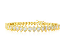 10k Gold Diamond Bracelet with Pear-Shaped Cluster Design 1.60ct