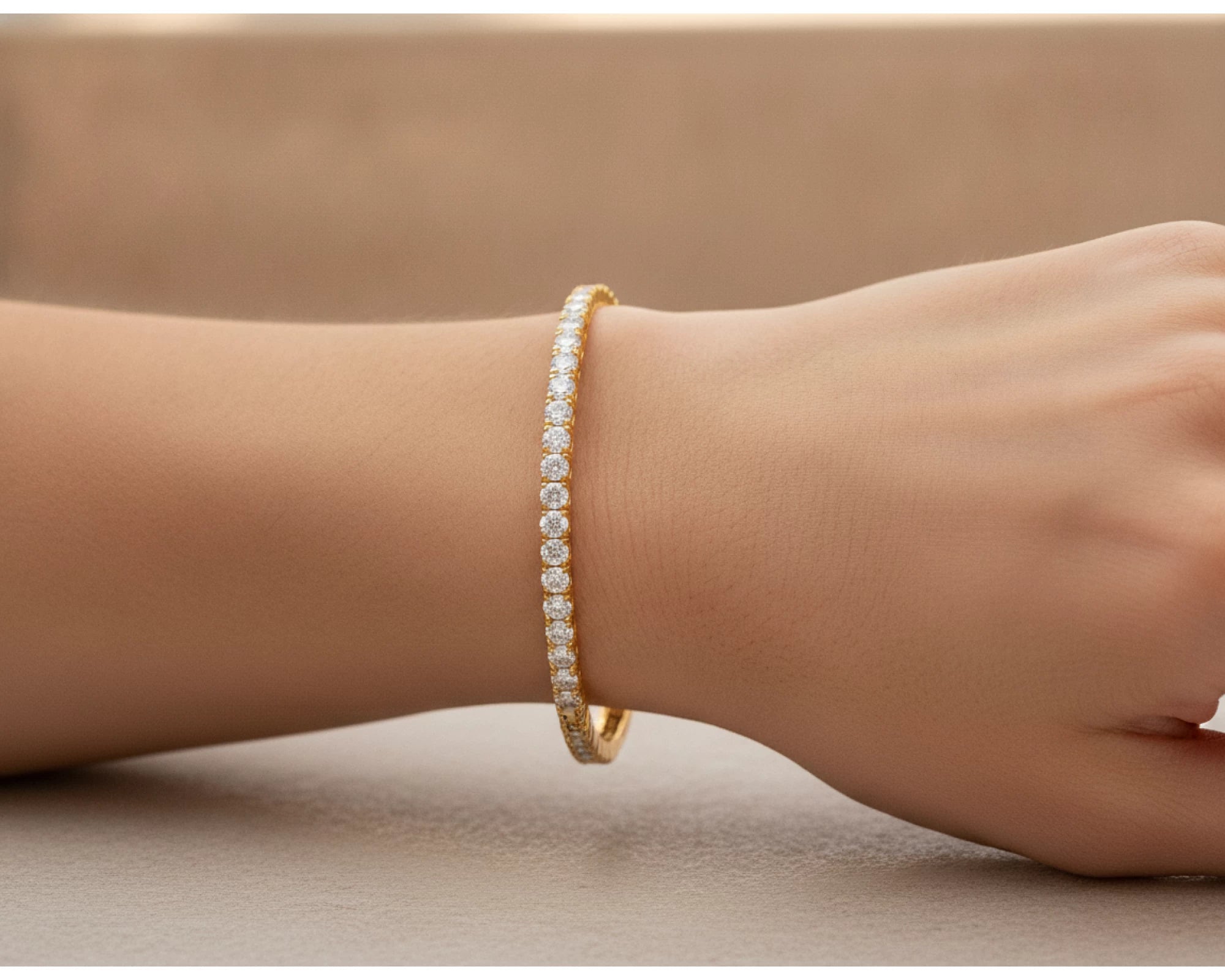 10k Gold Diamond Bracelet with Round-Cut Design 2.15ct – lifestyle 4689