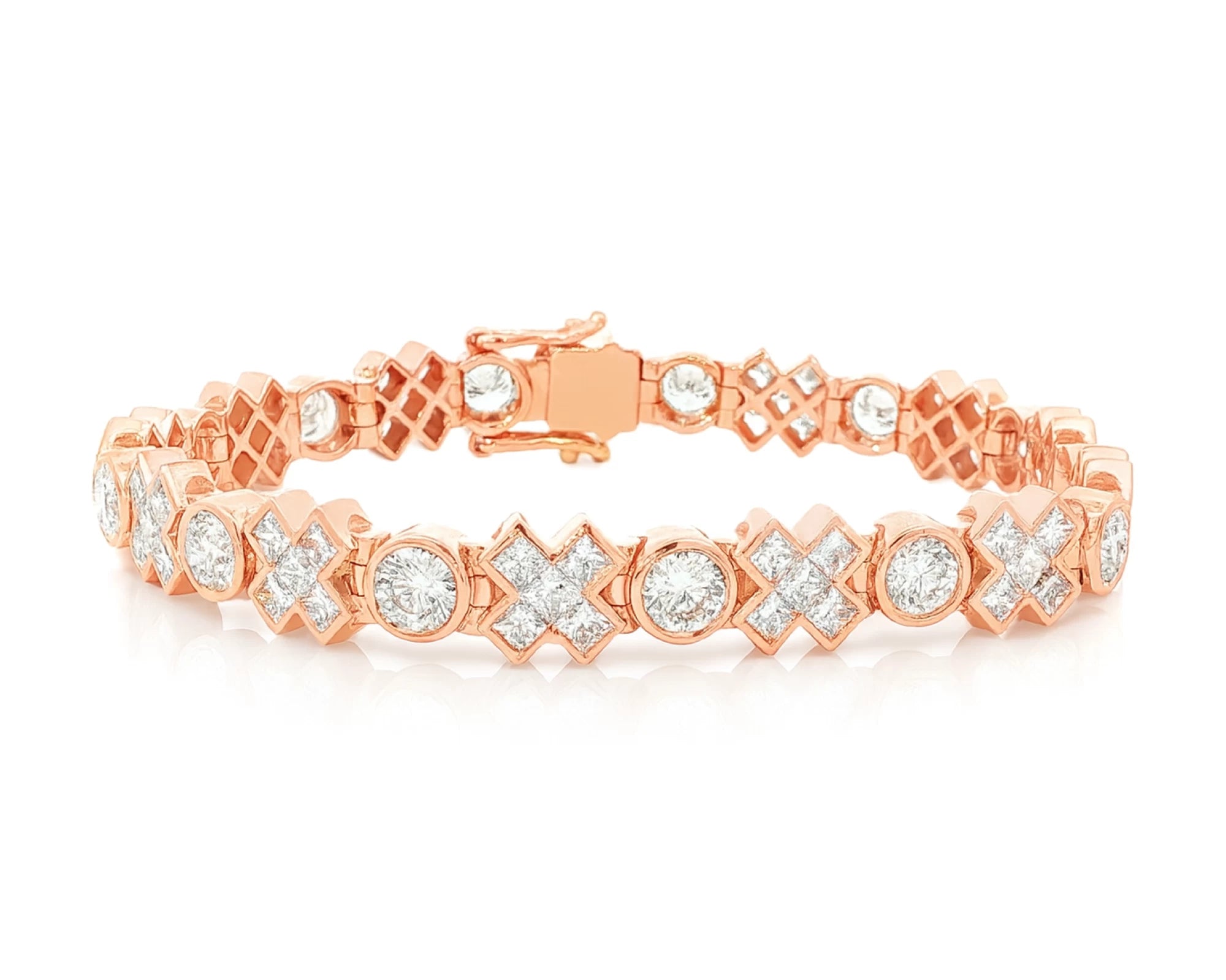 10k Gold Diamond Bracelet with Round & Princess-Cut Link Design 12.1 CT – lifestyle 4249