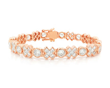 10k Gold Diamond Bracelet with Round & Princess-Cut Link Design 12.1 CT