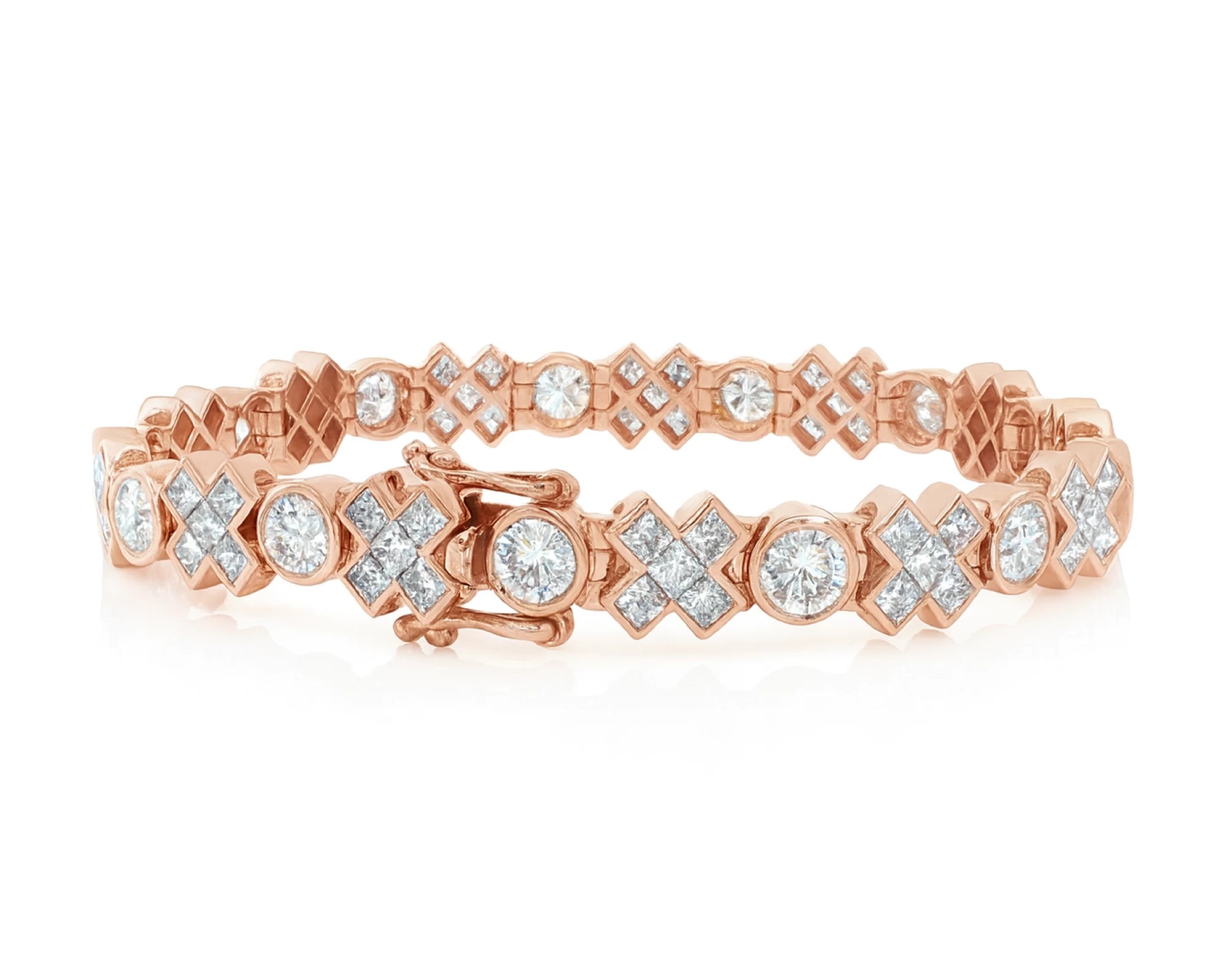 10k Gold Diamond Bracelet with Round & Princess-Cut Link Design 12.1 CT – lifestyle 4250