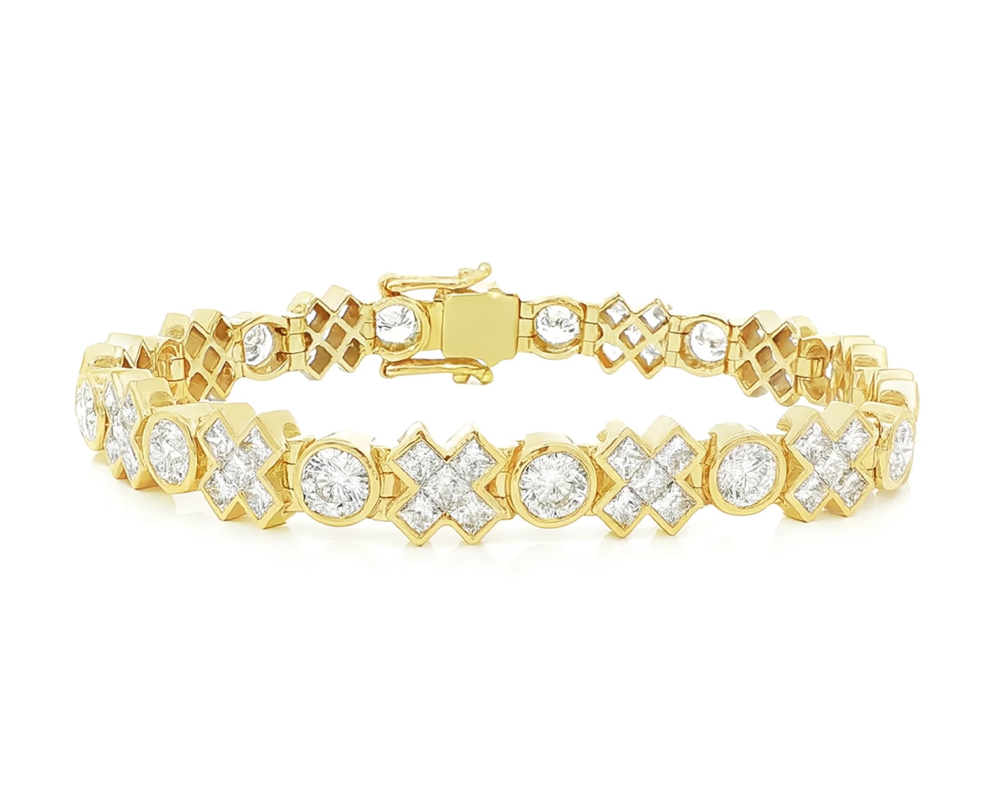 10k Gold Diamond Bracelet with Round & Princess-Cut Link Design 12.1 CT – lifestyle 4251