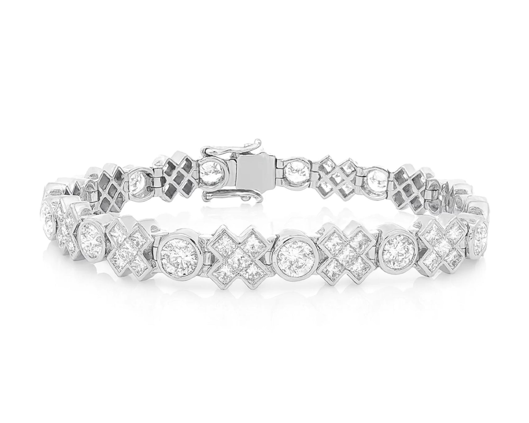 10k Gold Diamond Bracelet with Round & Princess-Cut Link Design 12.1 CT – lifestyle 4252