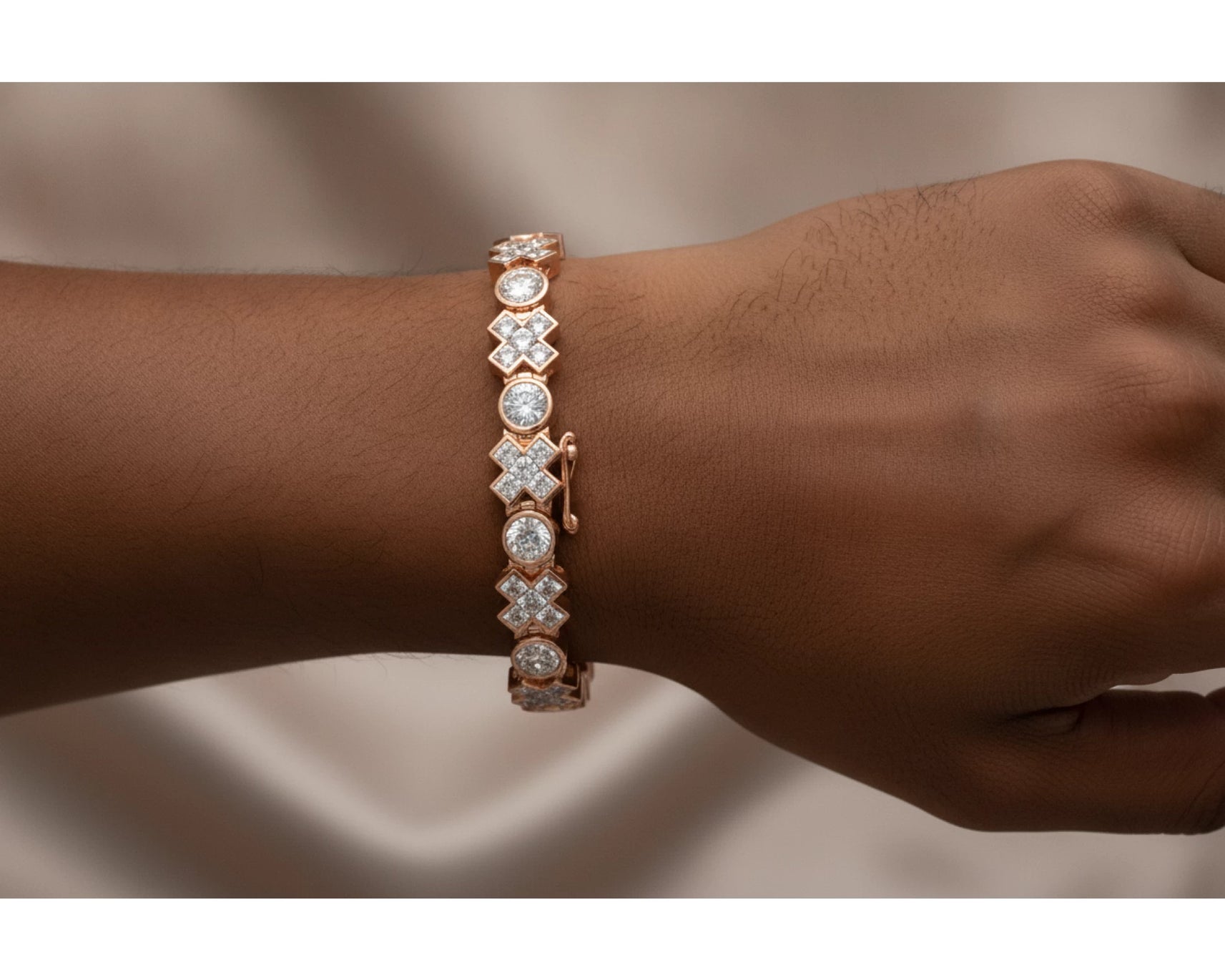 10k Gold Diamond Bracelet with Round & Princess-Cut Link Design 12.1 CT – lifestyle 4280