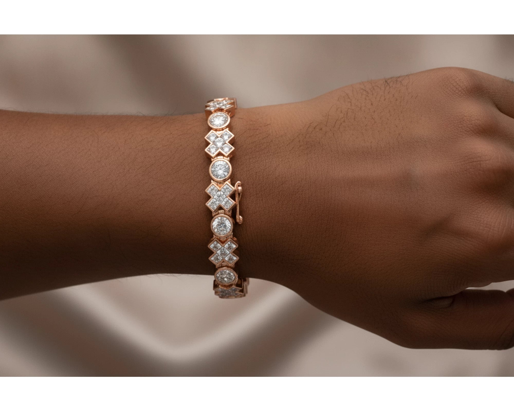 10k Gold Diamond Bracelet with Round & Princess-Cut Link Design 12.1 CT – lifestyle 4280