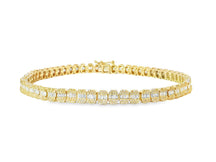 10k Gold Diamond Bracelet with Square Baguette and Round Cut 2.50ct