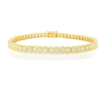 10k Gold Diamond Bracelet with Square Baguette and Round Cut 2.50ct