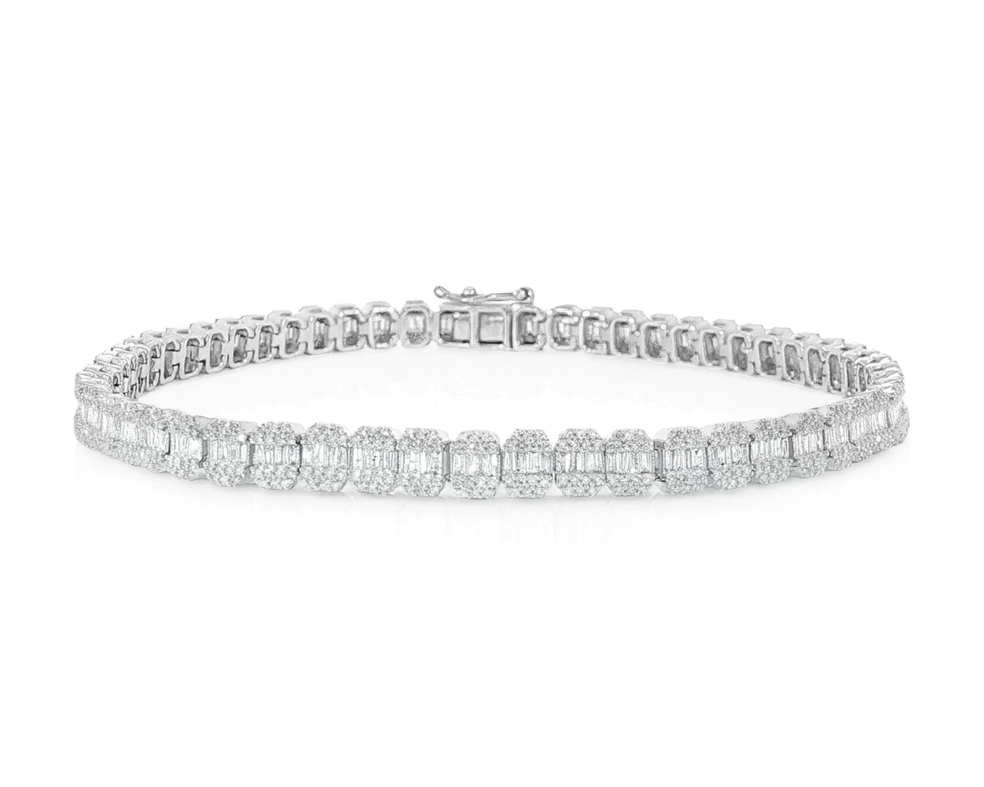 10k Gold Diamond Bracelet with Square Baguette and Round Cut 2.50ct – lifestyle 4598