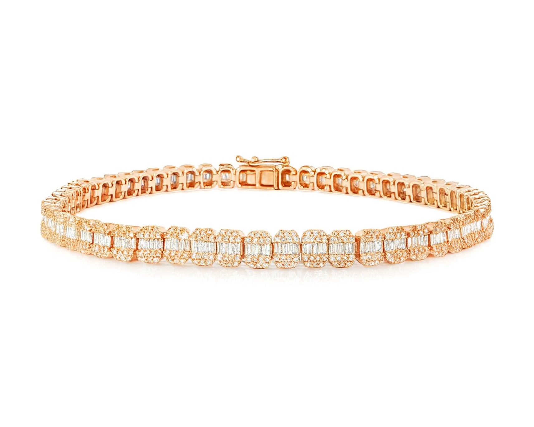 10k Gold Diamond Bracelet with Square Baguette and Round Cut 2.50ct – lifestyle 4601