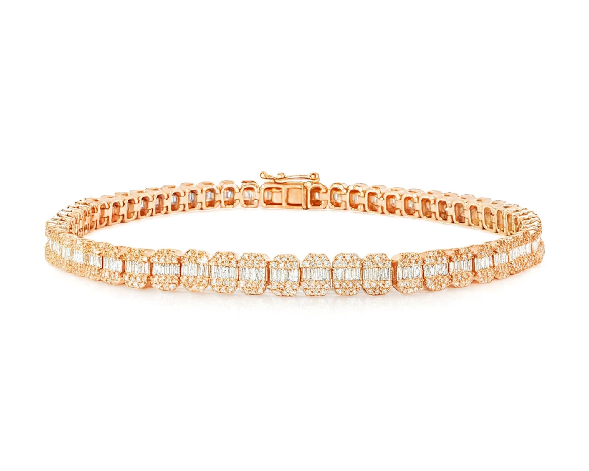 10k Gold Diamond Bracelet with Square Baguette and Round Cut 2.50ct – lifestyle 4601