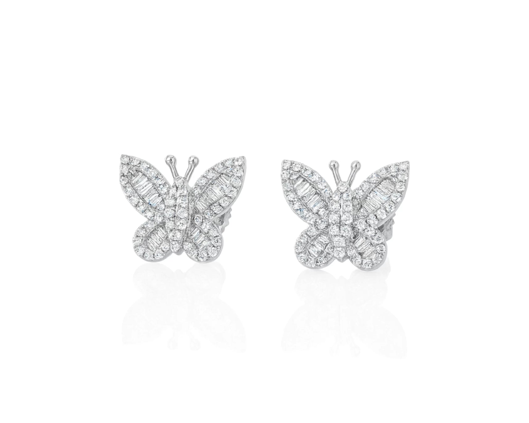 10k Gold Diamond Butterfly Earrings with Round & Baguette-Cut Accents 0.49ct – lifestyle 3755