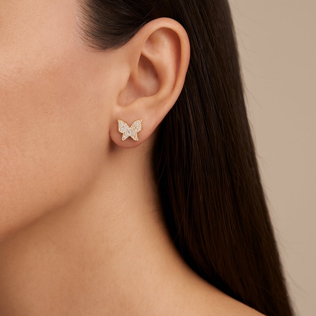 10k Gold Diamond Butterfly Earrings with Round Brilliant Cut 0.30ct - AVI THE JEWELER