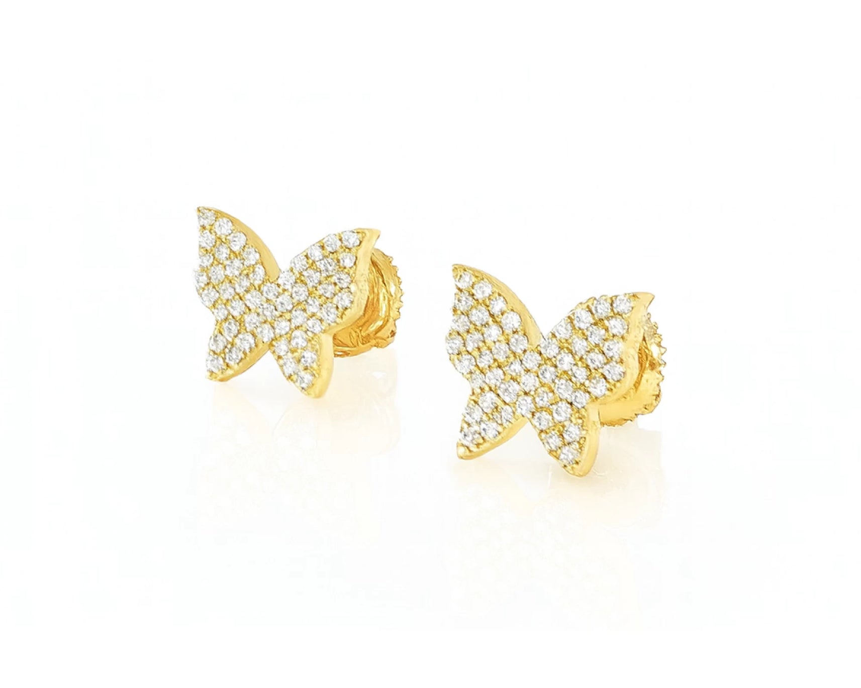 10k Gold Diamond Butterfly Earrings with Round Brilliant Cut 0.30ct – lifestyle 3691