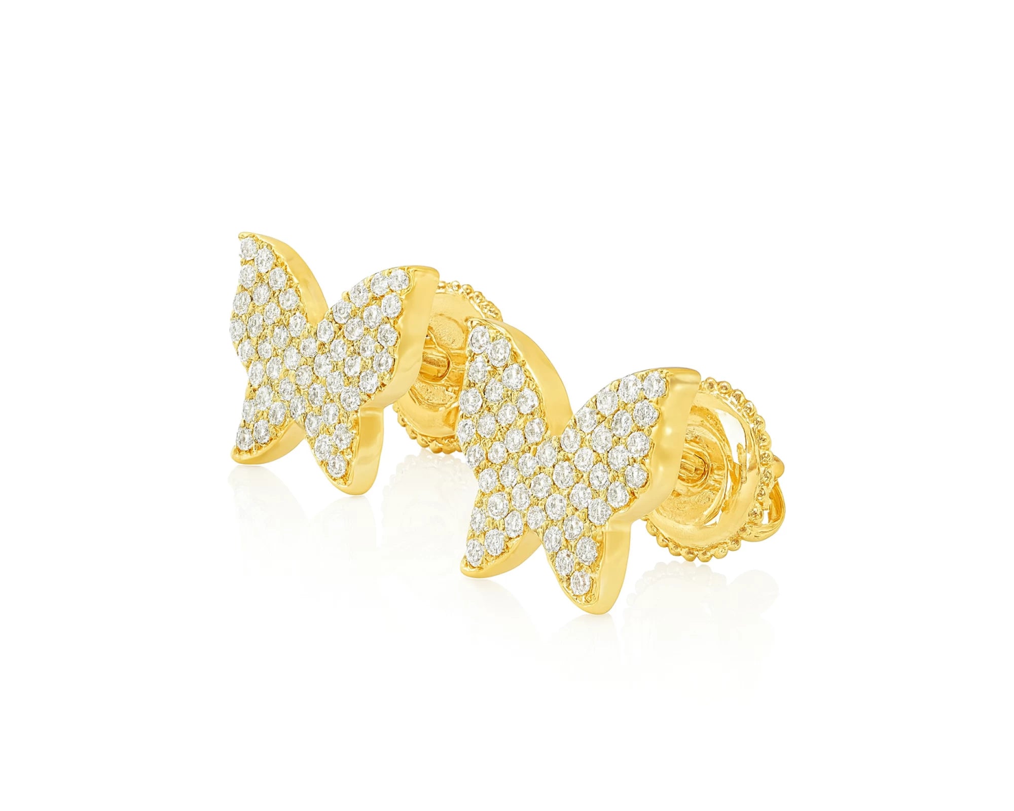 10k Gold Diamond Butterfly Earrings with Round Brilliant Cut 0.30ct – lifestyle 3692