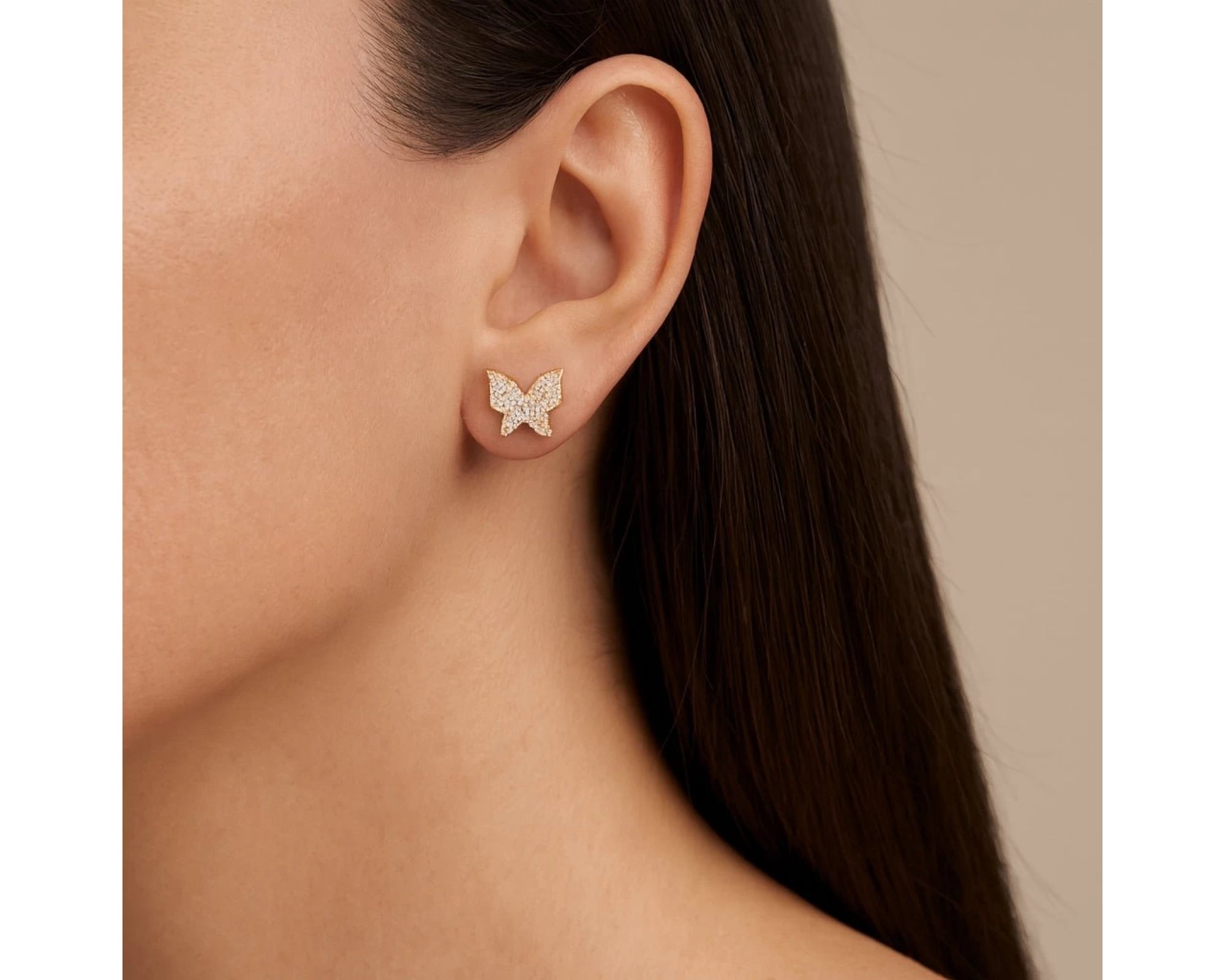 10k Gold Diamond Butterfly Earrings with Round Brilliant Cut 0.30ct – view 2