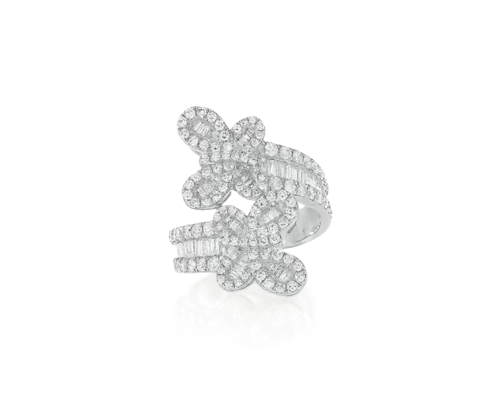 10k Gold Diamond Butterfly Ring with Round and Baguette Cut 1.75ct – lifestyle 1432