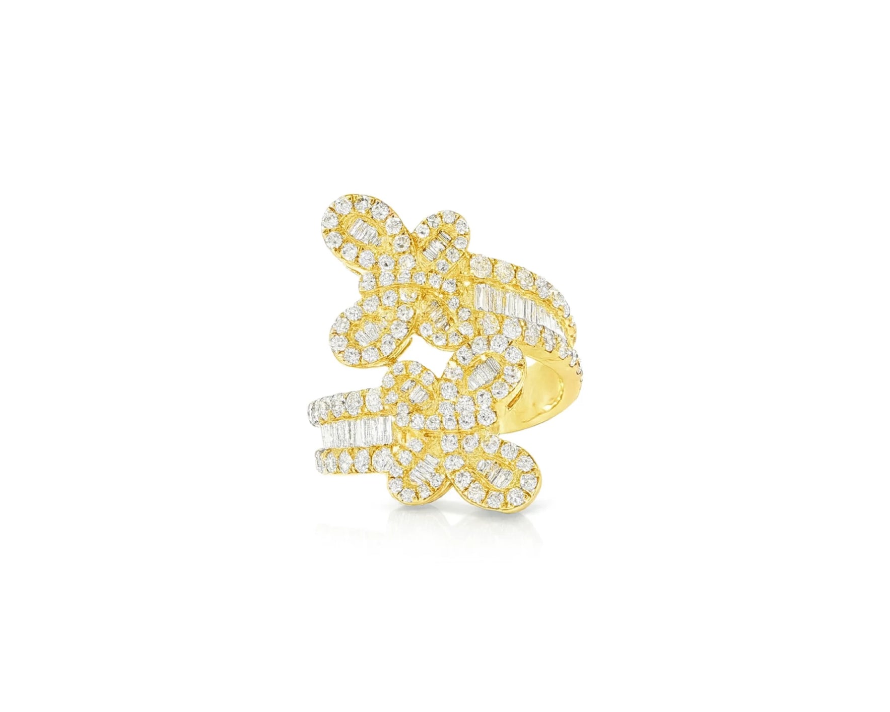 10k Gold Diamond Butterfly Ring with Round and Baguette Cut 1.75ct – lifestyle 458