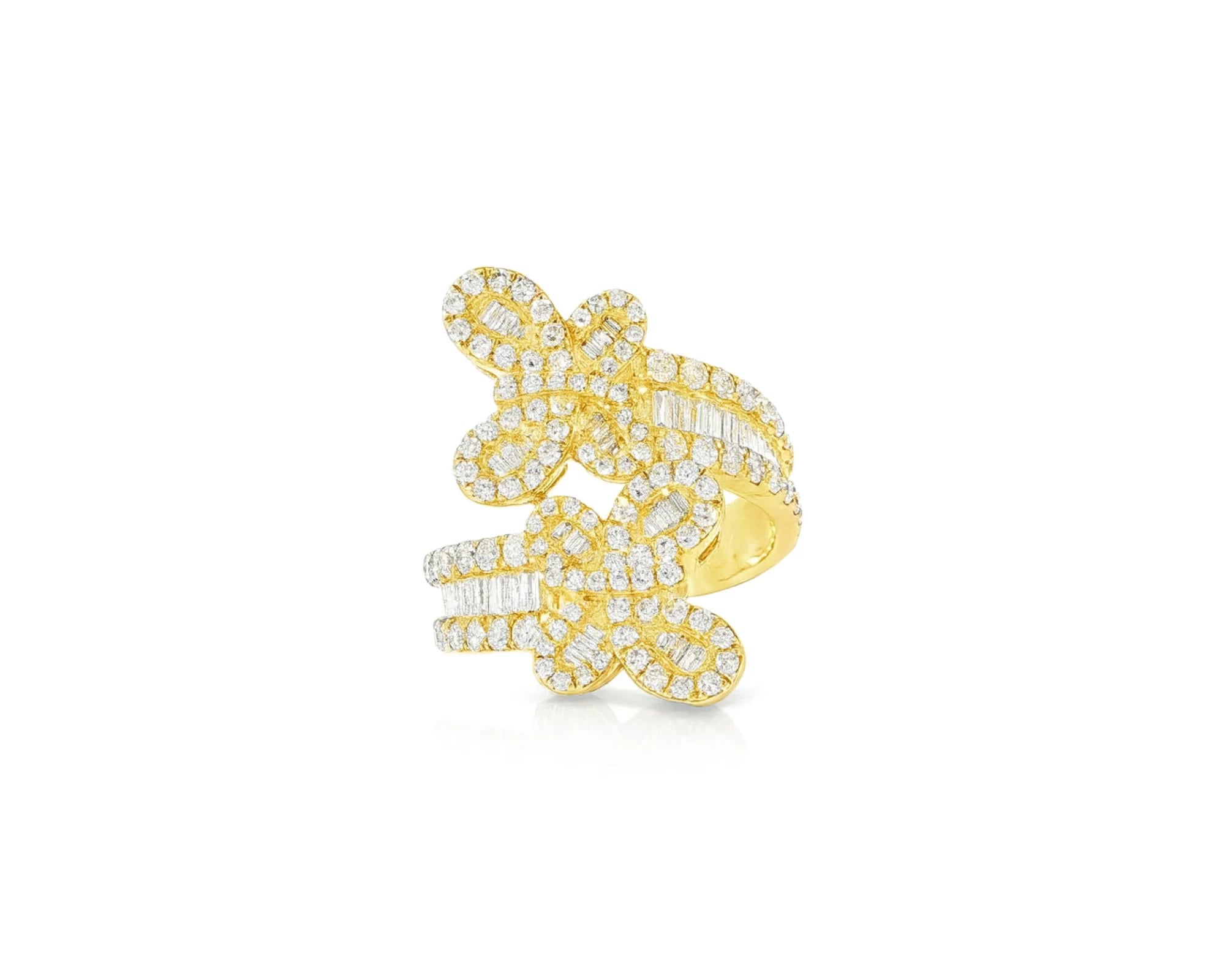10k Gold Diamond Butterfly Ring with Round and Baguette Cut 1.75ct – lifestyle 458