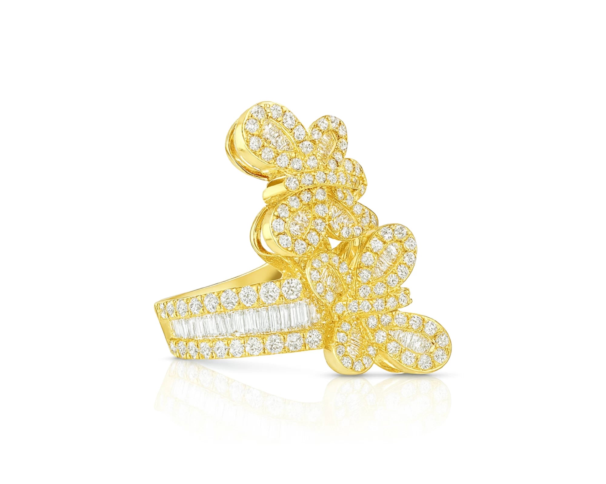 10k Gold Diamond Butterfly Ring with Round and Baguette Cut 1.75ct – lifestyle 460