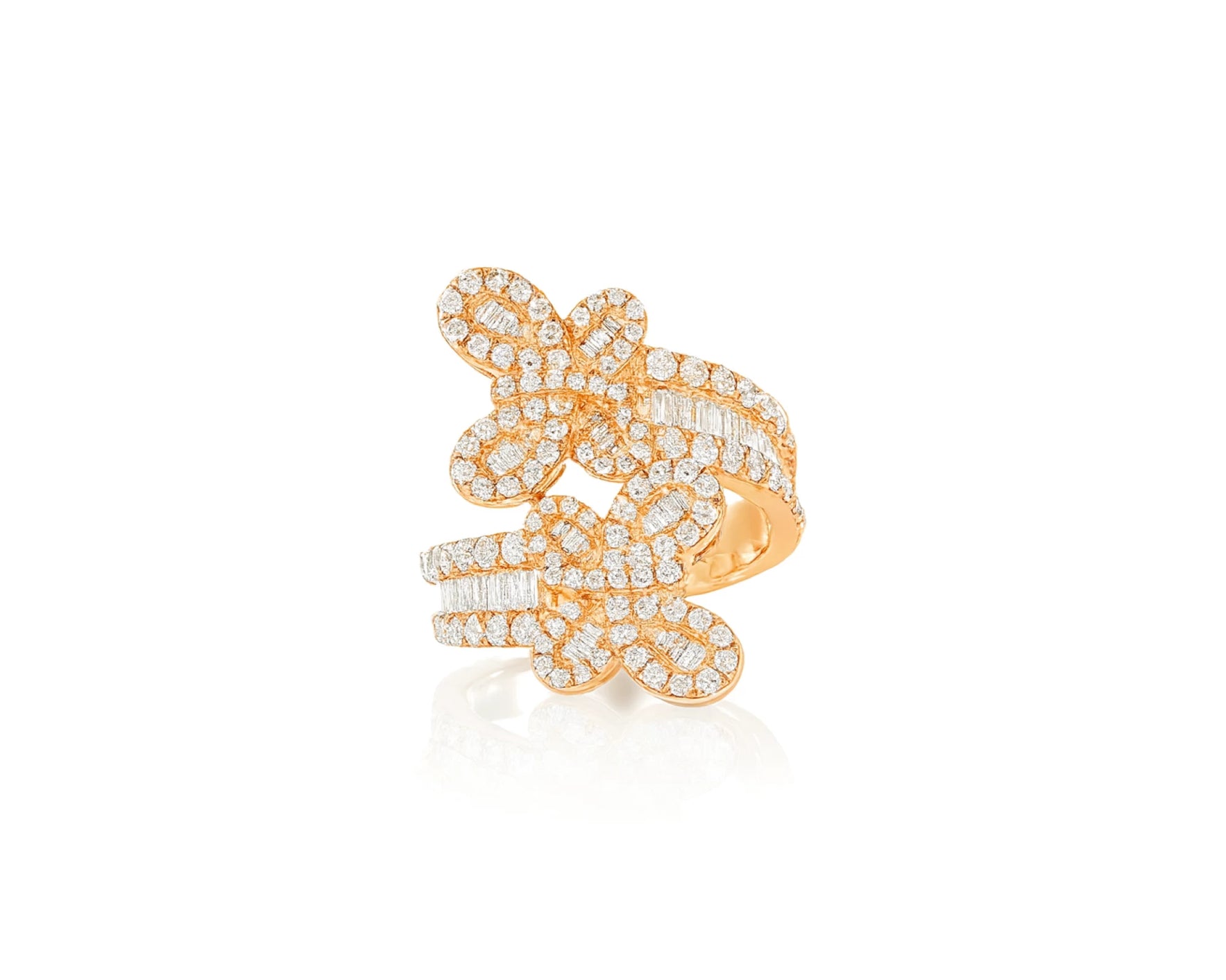 10k Gold Diamond Butterfly Ring with Round and Baguette Cut 1.75ct – lifestyle 461
