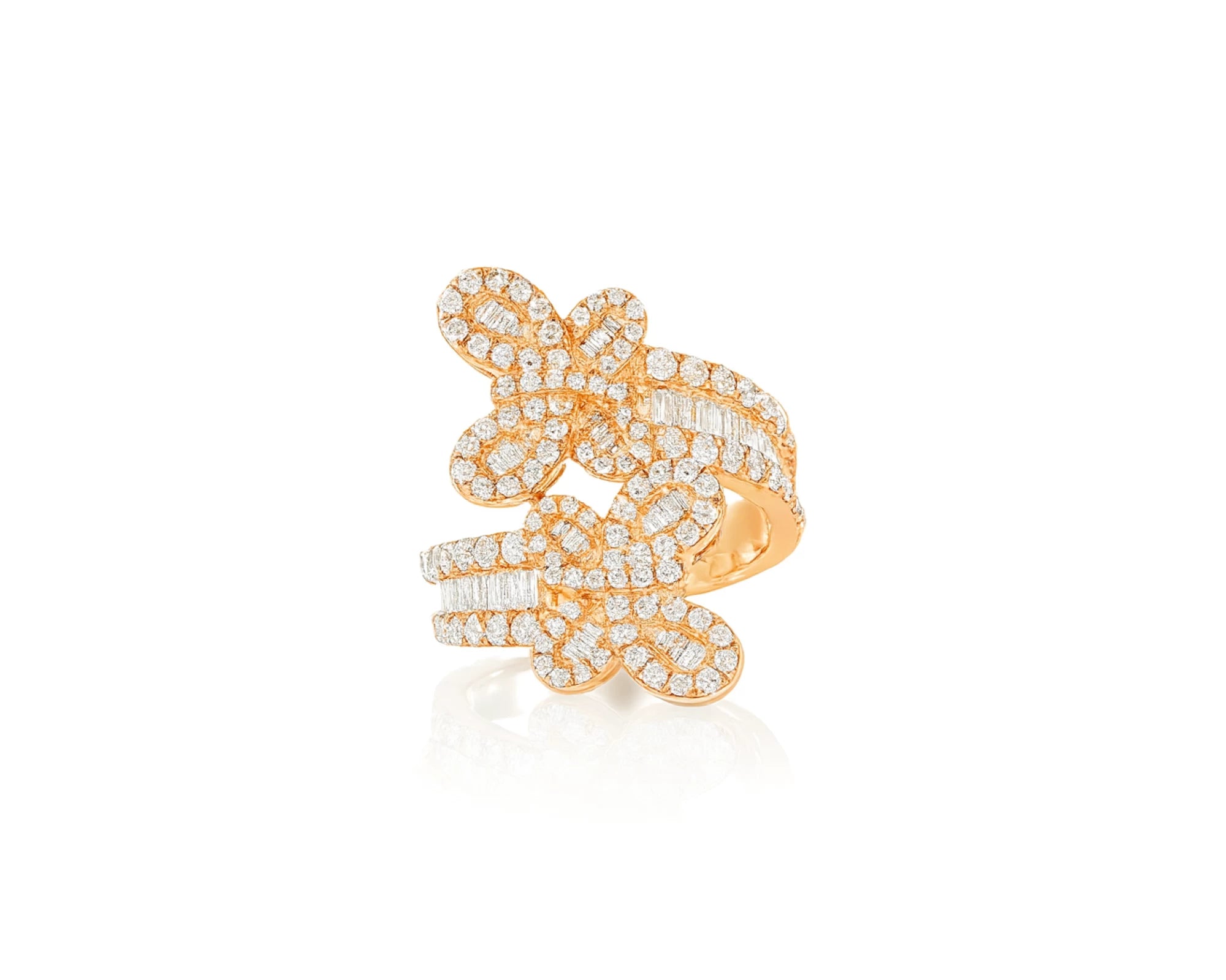 10k Gold Diamond Butterfly Ring with Round and Baguette Cut 1.75ct – lifestyle 461