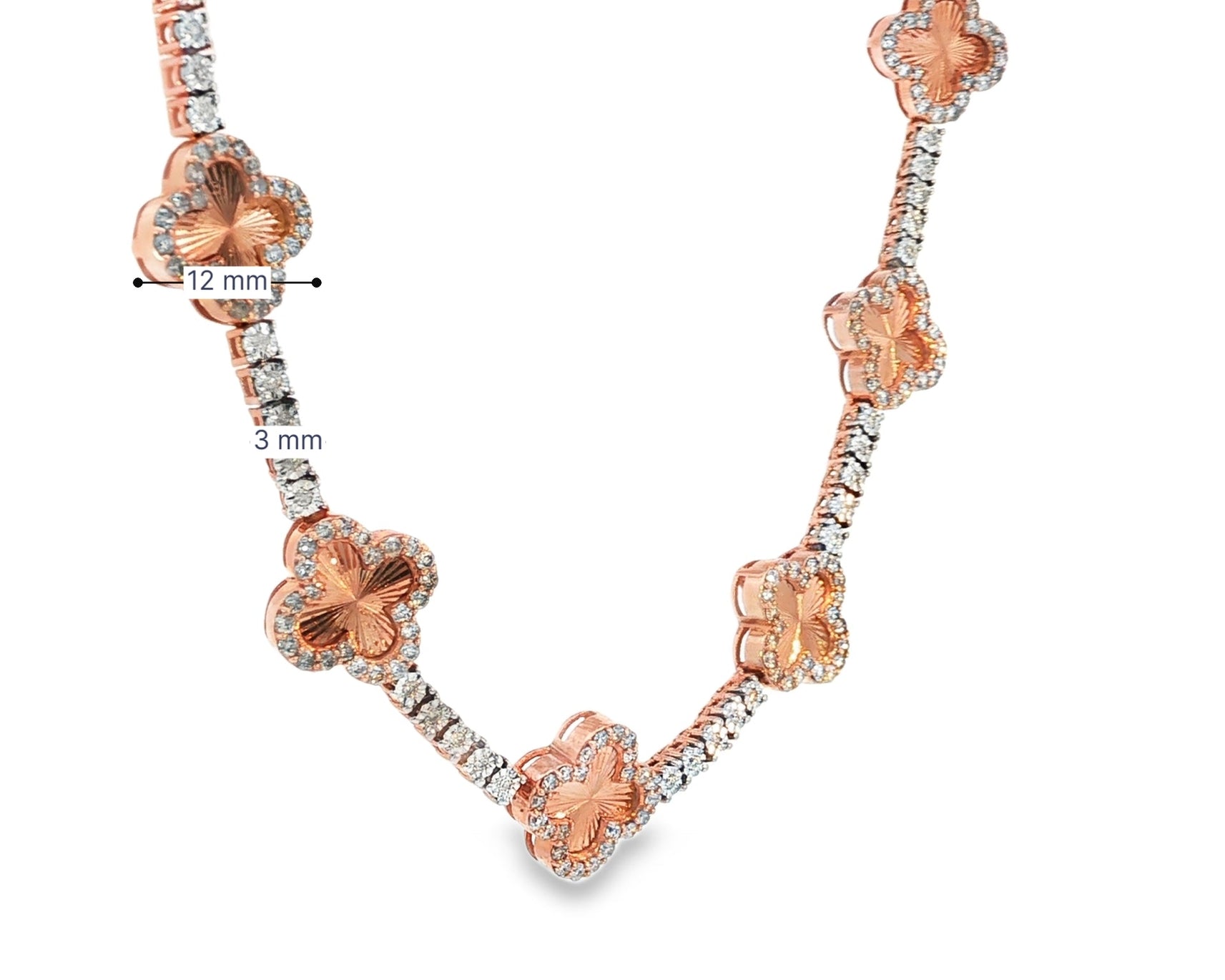 10k Gold Diamond Clover - Design Necklace with Round Accents 5.25ct - AVI THE JEWELER