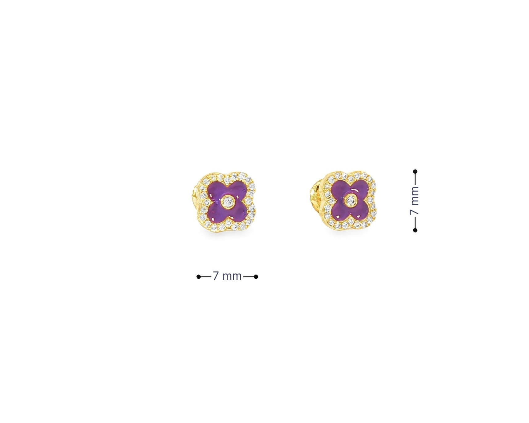 10k Gold Diamond Clover Earrings with Enamel Design 0.14ct - AVI THE JEWELER