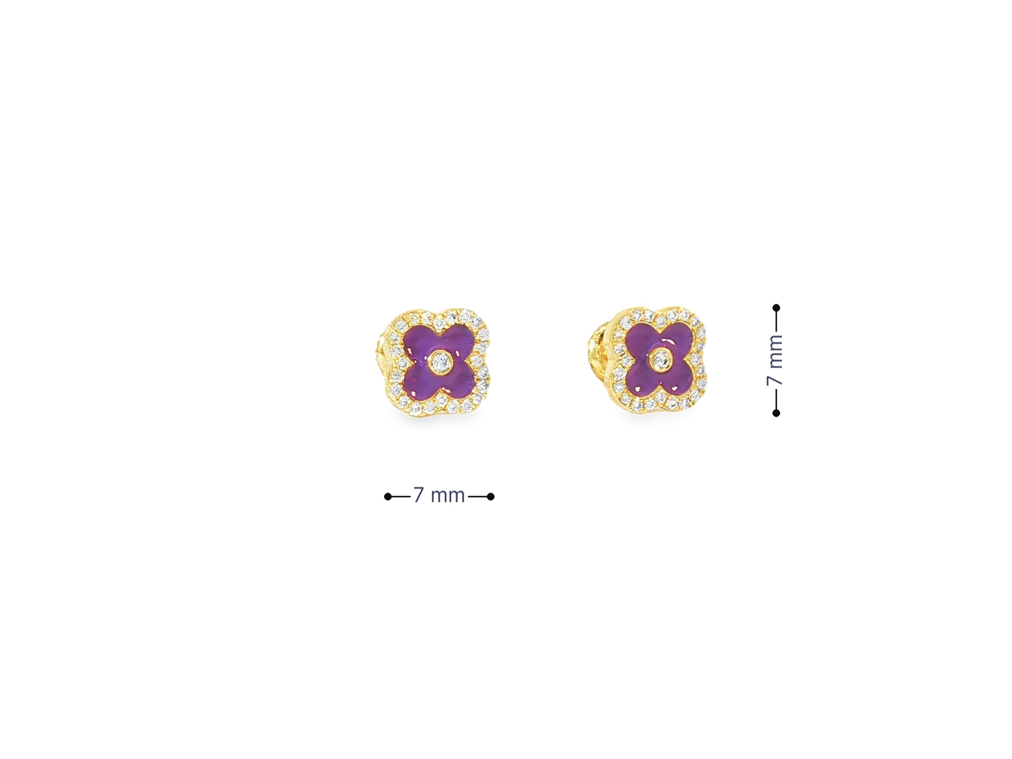 10k Gold Diamond Clover Earrings with Enamel Design 0.14ct - AVI THE JEWELER